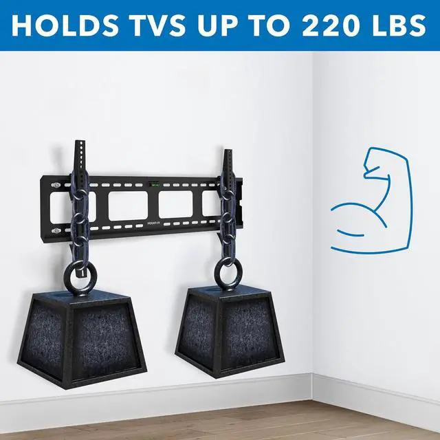 Alt view image 4 of 7 - Mount-It! Low-Profile Tilt TV Wall Mount | Ultra-Slim Bracket for 43-90 Inch TVs | Downward Tilt for Anti-Glare | Heavy-Duty Steel Holds 220 lbs | VESA 800x600 | Stud & Concrete Installation