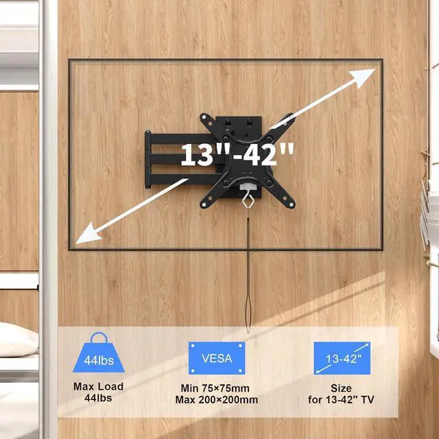 Alt view image 6 of 7 - Suptek Lockable RV TV Mount for 13-43 Inch TVs | Full Motion Locking Wall Mount for Camper, Trailer, Motorhome, Boat, Truck, Indoor and Outdoor, VESA 200mm, Supports 44lbs, Model MA1342