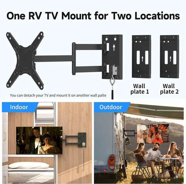 Alt view image 3 of 7 - Suptek Lockable RV TV Mount for 13-43 Inch TVs | Full Motion Locking Wall Mount for Camper, Trailer, Motorhome, Boat, Truck, Indoor and Outdoor, VESA 200mm, Supports 44lbs, Model MA1342
