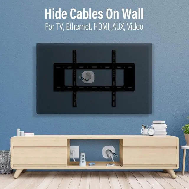 Alt view image 3 of 7 - in-Wall Cable Management Kit, TV Cord Hider for Wall Mounted TV, Hide TV Cords for Wall Mount TV, TV Outlet Wall Kit Includes Power & Low Voltage Cable Management with Hole Saw Drill Attachment