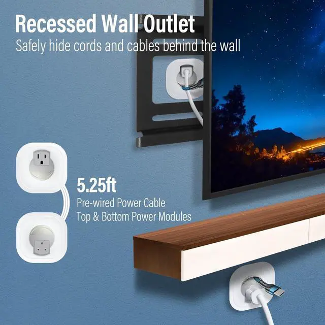 Alt view image 4 of 7 - in-Wall Cable Management Kit, TV Cord Hider for Wall Mounted TV, Hide TV Cords for Wall Mount TV, TV Outlet Wall Kit Includes Power & Low Voltage Cable Management with Hole Saw Drill Attachment