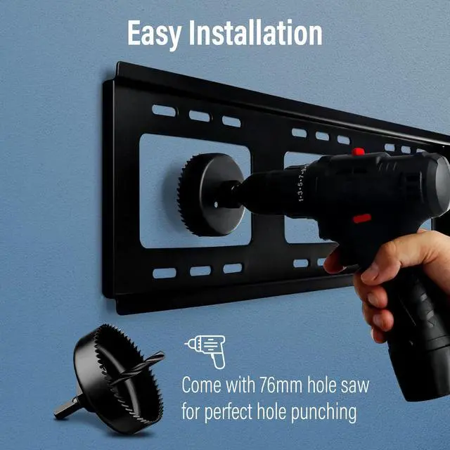 Alt view image 5 of 7 - in-Wall Cable Management Kit, TV Cord Hider for Wall Mounted TV, Hide TV Cords for Wall Mount TV, TV Outlet Wall Kit Includes Power & Low Voltage Cable Management with Hole Saw Drill Attachment