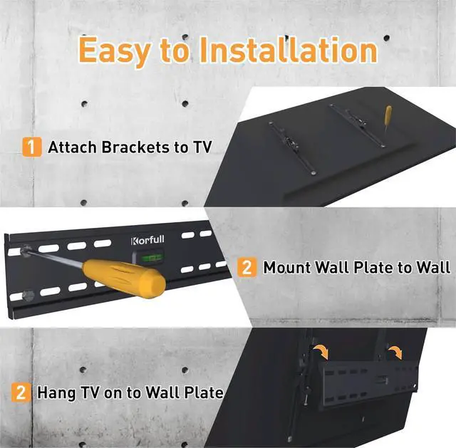 Alt view image 7 of 7 - Tilting TV Wall Mount for 23-65 Inch Screens, Low Profile Slim Design, 12° Tilt, VESA 400x400, Holds up to 110lbs, Just 1.9" from Wall, Fits 16" Wood Stud, Easy Installation for TVs, Monitors