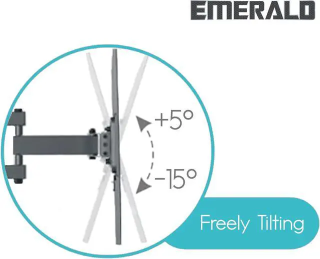 Alt view image 3 of 6 - Emerald Full Motion TV Wall Mount Bracket for 3785 TVs  Extra Extension, Swivel & Tilt, Heavy-Duty Steel  Universal Mount for All TV Brands