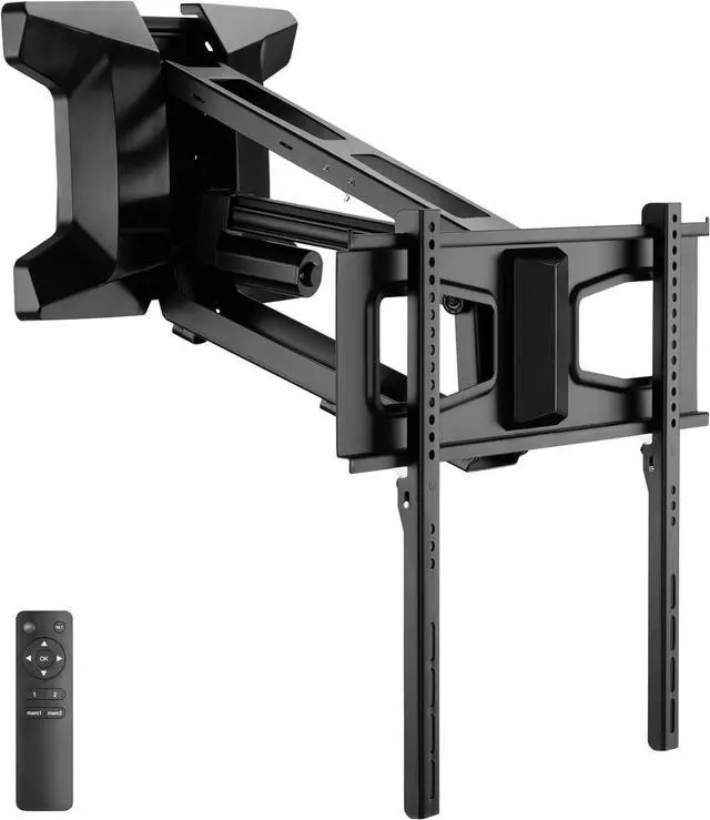 Main image of MOUNT-IT! Motorized Fireplace TV Wall Mount | Remote Control Electric Pull Down Mantel Mounting Bracket, Up to 77 Lbs Weight Capacity, Height Adjustable, Swivel, VESA 600x400 Compatible