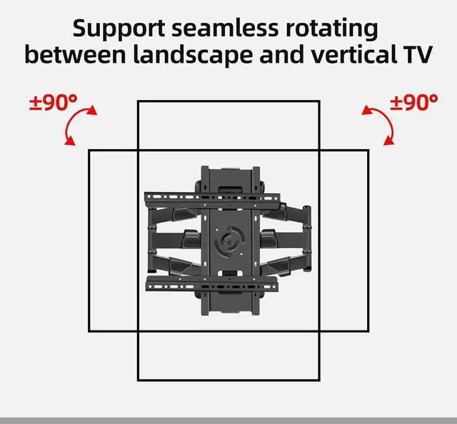 Alt view image 2 of 7 - 65 inch Vertical and Horizontal Rotating TV Wall Mount for 37-70 inch LED LCD Screen Full Arm Bracket, Swivel Tilt Stand, Max VESA 400×400mm Weight up to 83lbs DY3770