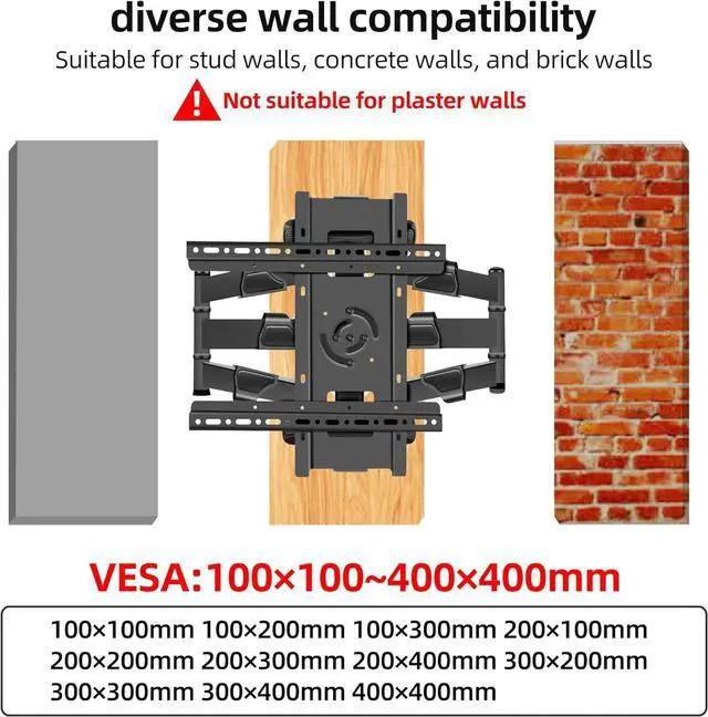 Alt view image 5 of 7 - 65 inch Vertical and Horizontal Rotating TV Wall Mount for 37-70 inch LED LCD Screen Full Arm Bracket, Swivel Tilt Stand, Max VESA 400×400mm Weight up to 83lbs DY3770