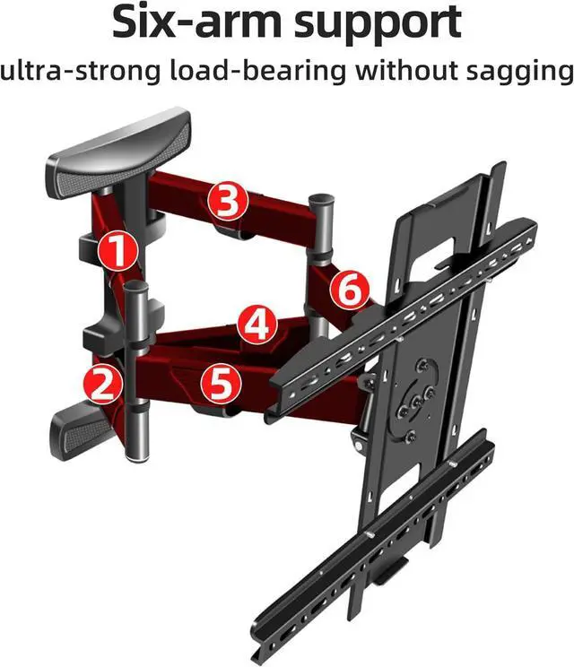 Alt view image 7 of 7 - 65 inch Vertical and Horizontal Rotating TV Wall Mount for 37-70 inch LED LCD Screen Full Arm Bracket, Swivel Tilt Stand, Max VESA 400×400mm Weight up to 83lbs DY3770