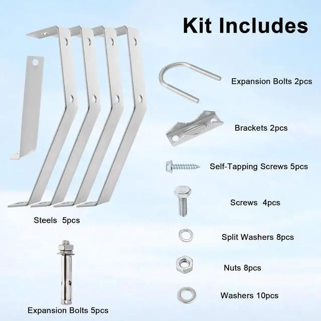 Alt view image 5 of 7 - XRDS-RF Antenna Wall Mount - 10 Inch Heavy-Duty Stand Off Wall Mast Mount Windproof Mounting Bracket for TV Antenna Mast (2-Leg + 3-Leg)