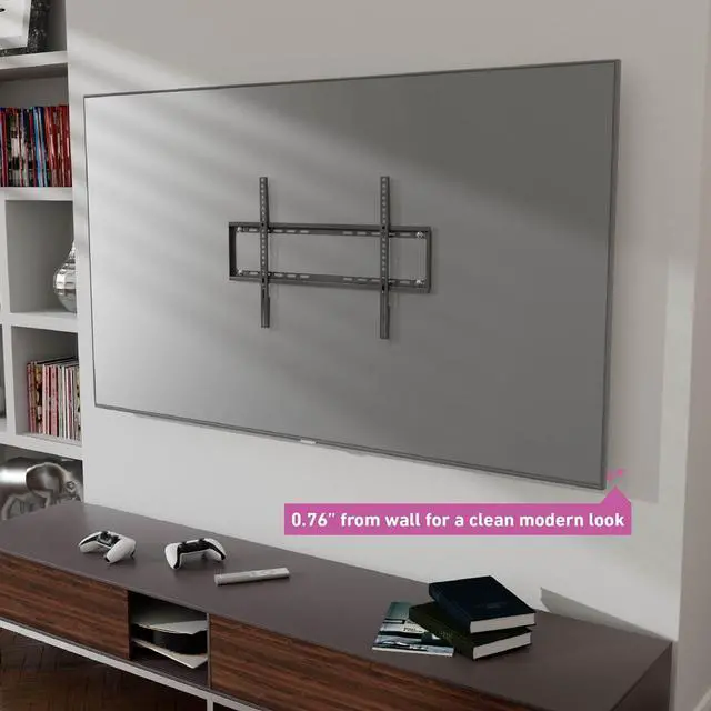 Alt view image 3 of 7 - D-Line TV Wall Bracket for 50-85 Inch TVs, Ultra Low Profile TV Bracket with Spirit Level, Slim Flat to Wall TV Mount - VESA 200x200mm - 600x400mm, Holds up to 132lbs