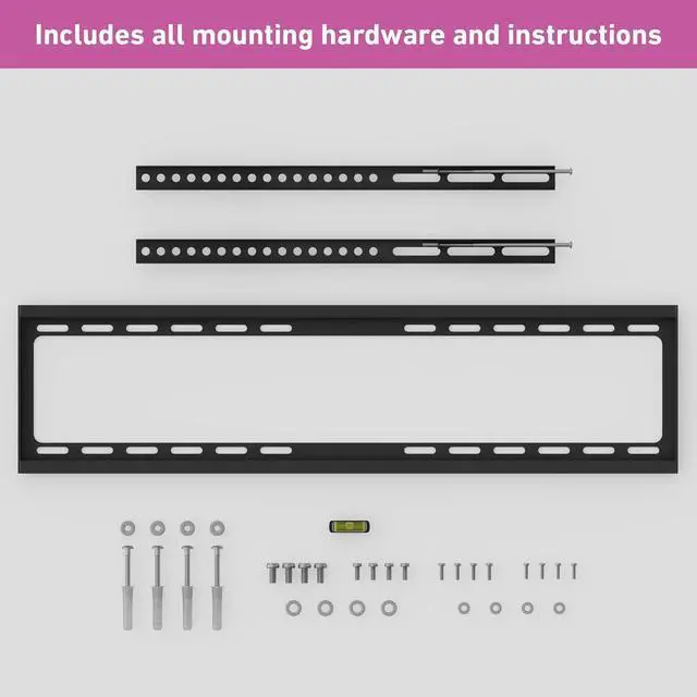 Alt view image 7 of 7 - D-Line TV Wall Bracket for 50-85 Inch TVs, Ultra Low Profile TV Bracket with Spirit Level, Slim Flat to Wall TV Mount - VESA 200x200mm - 600x400mm, Holds up to 132lbs