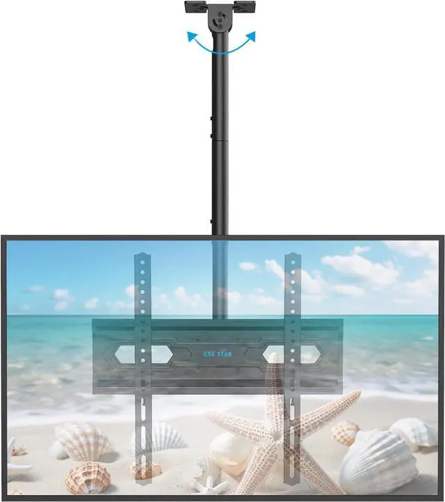 Main image of Ceiling TV Mount for 26-65 inch Flat Screen Displays, Adjustable Ceiling TV Bracket Fits Most LCD LED OLED TVs, 14.96Inch Single Extended Mounting Pole, Holds up to 110lbs, Max VESA 400x400mm
