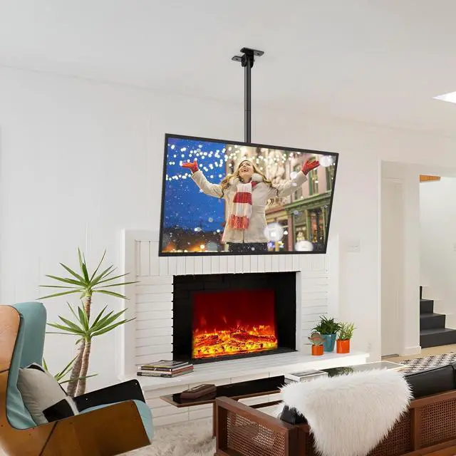 Alt view image 7 of 7 - Ceiling TV Mount for 26-65 inch Flat Screen Displays, Adjustable Ceiling TV Bracket Fits Most LCD LED OLED TVs, 14.96Inch Single Extended Mounting Pole, Holds up to 110lbs, Max VESA 400x400mm