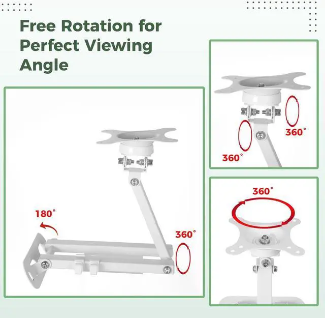 Alt view image 5 of 7 - Full Motion Wall Mount for Echo Show 15, Monitor Wall Mounting Bracket for 15-28 Inch Monitors TVs, Swivel and Tilt 360 Rotate Wall Mount for Alexa Echo Show 15, Adjustable and Extendable