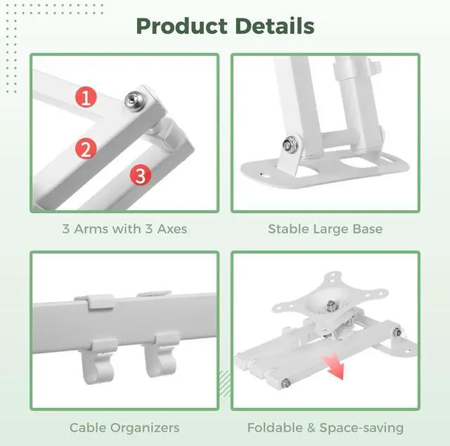 Alt view image 6 of 7 - Full Motion Wall Mount for Echo Show 15, Monitor Wall Mounting Bracket for 15-28 Inch Monitors TVs, Swivel and Tilt 360 Rotate Wall Mount for Alexa Echo Show 15, Adjustable and Extendable