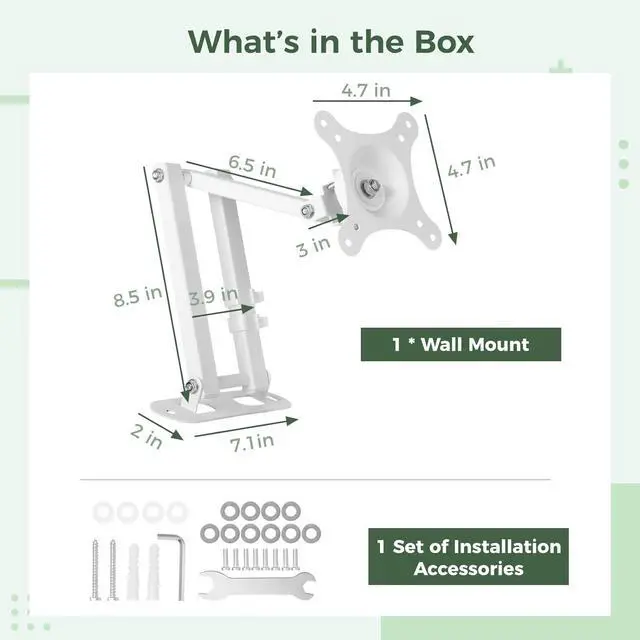 Alt view image 7 of 7 - Full Motion Wall Mount for Echo Show 15, Monitor Wall Mounting Bracket for 15-28 Inch Monitors TVs, Swivel and Tilt 360 Rotate Wall Mount for Alexa Echo Show 15, Adjustable and Extendable