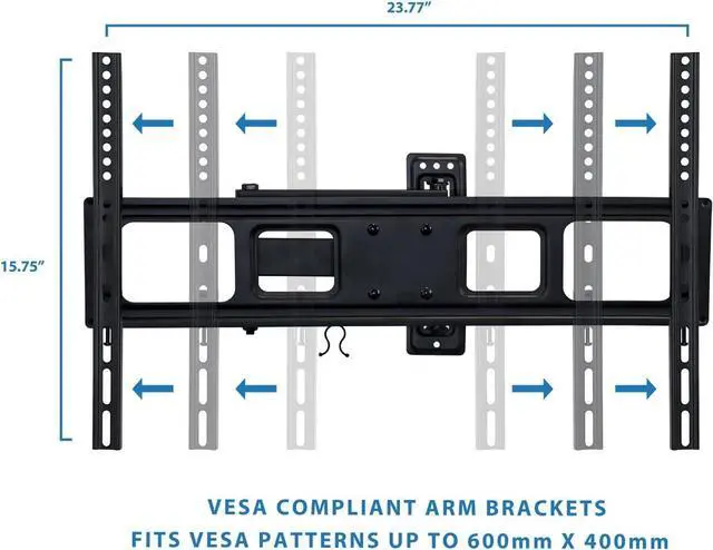 Alt view image 4 of 7 - Mount-It! Full Motion TV Wall Mount | Single Stud Installation | Swivel, Tilt & 17 Extension | Single Arm Bracket for 37-70 Inch TVs | Heavy-Duty Steel | Fits VESA 100x100-600x400 | 77 lbs Capacity