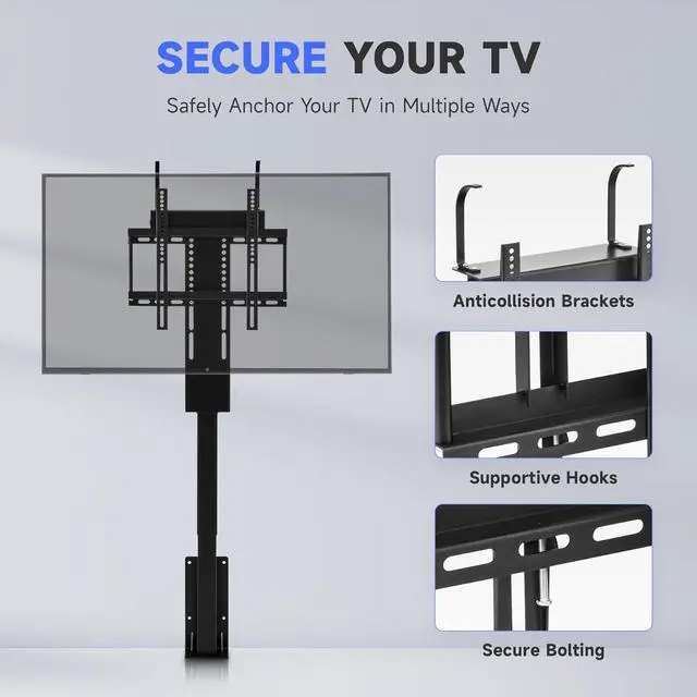 Alt view image 4 of 7 - CO-Z Motorized TV Lift for 32" to 57" TVs up to 165 lb, 400x400 VESA, Height Adjustable Mechanism Stand & Wall Mount with Remote Control and Memory Setting, Automatic TV Lift for Home