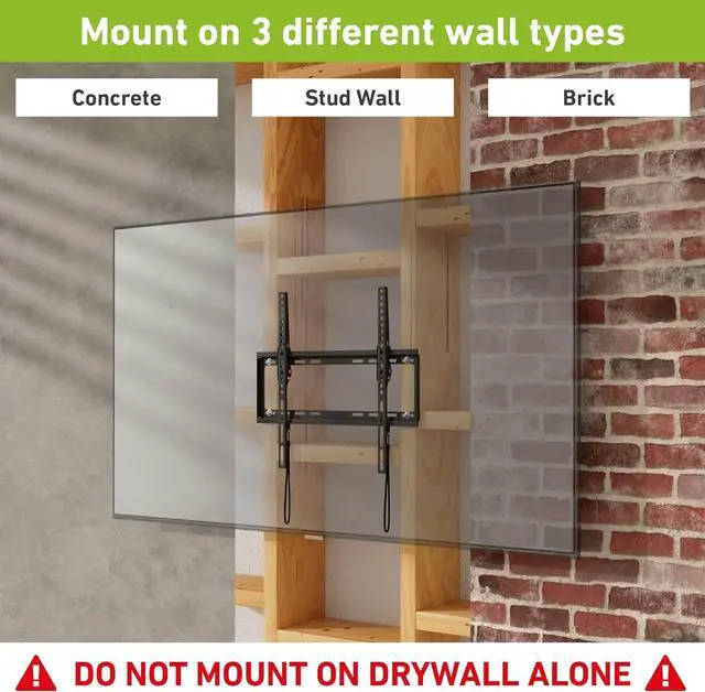 Alt view image 7 of 7 - D-Line TV Wall Bracket for 32-70 Inch TVs, Low Profile Tilting TV Wall Bracket with Spirit Level, Slim Tilt TV Mount - VESA 200x200mm - 400x400mm, Holds up to 110lbs