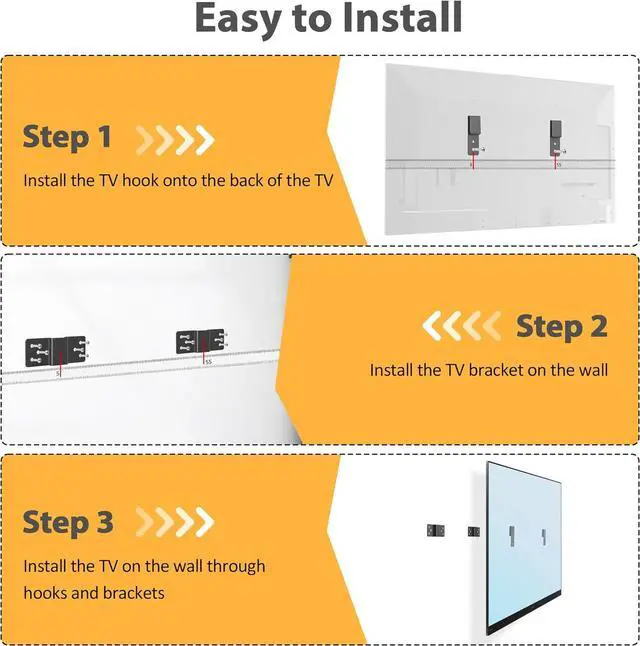 Alt view image 7 of 7 - Wall Mount TV Bracket,No Stud TV Wall Mount,No Drill TV Brackets for Wall Mount,Easy Install Fits 19-100 inch TVs,Include Hardware,Suitable for Most LED LCD Flat Screen TVs & Monitors(TV Wall Mount)