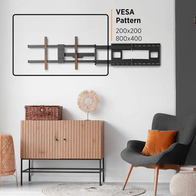 Alt view image 4 of 7 - ProMounts Premium Articulating/Full Motion TV Wall Mount with 40 Inch Extendable Long Arm for TVs for 32-80 Inch LED, LCD Plasma Flat and Curved TV Screens, Holds Up to 110 lbs Max VESA 800x400.