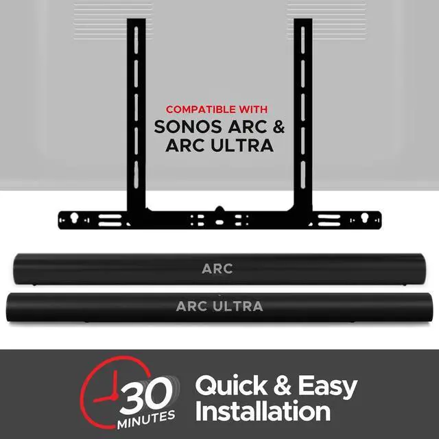 Alt view image 2 of 7 - Sound bass Arc TV Mount, Black, Compatible with Sonos Arc Soundbar and Ultra Version, Mounting Bracket for TV, Hardware Kit Included, Designed in The UK