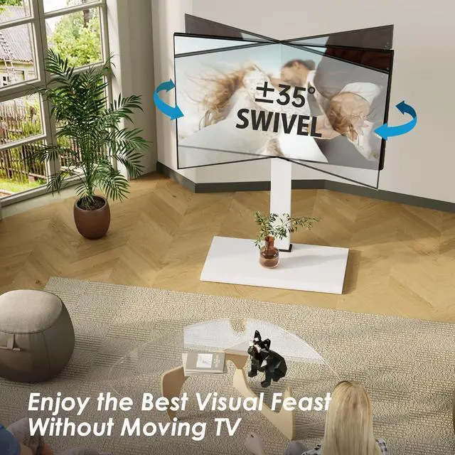 Alt view image 5 of 7 - FITUEYES Iron Base Universal Floor TV Stand with Swivel Mount Space Saving for 50-85 Inch LED LCD OLED Plasma Flat Panel or Curved Screen TVs
