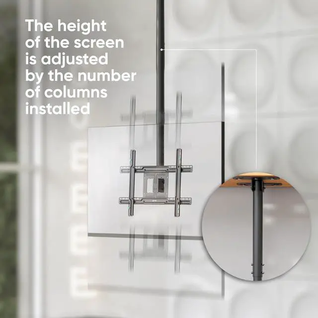 Alt view image 7 of 7 - ONKRON TV Ceiling Mount for 32-80 Inch Screen up to 150 lbs, Height Adjustable, Full Motion Ceiling TV Mount Long, max VESA 600x400, Hanging Television Pole Bracket with Swivel and Tilt Black