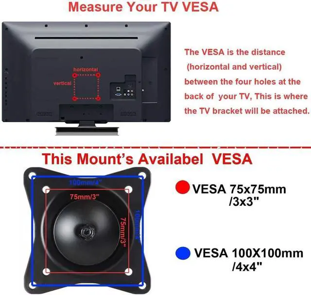 Alt view image 5 of 7 - VideoSecu TV Wall Mount Rotation for Flat Panel LCD LED Plasma TV Monitor 75 x75mm 100x100mm ML32B B74