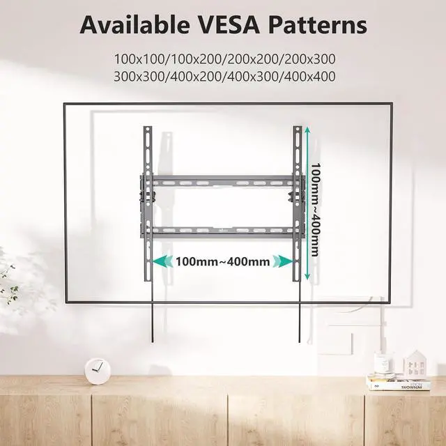 Alt view image 5 of 7 - Tilt TV Wall Mount Bracket for Most 32-70 inches LED LCD OLED Flat Screen TVs up to 99lbs with Mounting Holes 100x100mm to 400x400mm (TTM-1) Black