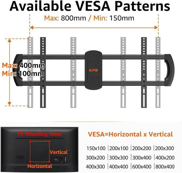Alt view image 6 of 7 - ELIVED Full Motion TV Wall Mount for Most 42-90 Inch TVs, Max VESA 800x400mm Up to 200 LBS, Preassembled Wall Mount TV Bracket Swivel and Tilt, Fits 24"/18"/16" Wood Studs, YD3028