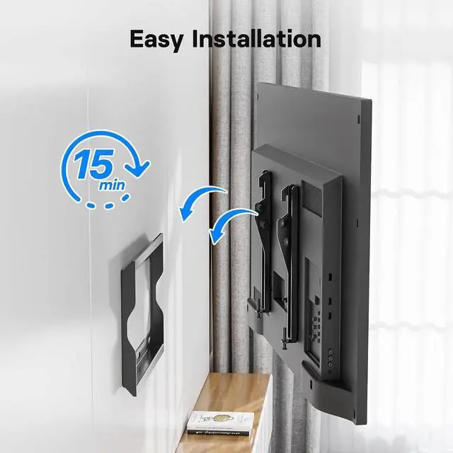 Alt view image 7 of 7 - BONTEC Low Profile TV Wall Mount Bracket Fixed for Most 17-45 inch LED,OLED Flat Screen TVs, Ultra Slim Tilt Wall Mount up to 66LBS, Max VESA 200x200mm, Fits 8" Wood Studs