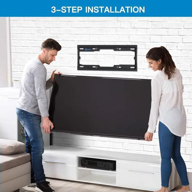 Alt view image 2 of 7 - Pipishell Fixed TV Wall Mount Bracket Low Profile for 26-55 Inch LED, LCD, OLED, 4K Flat Curved Screen TVs, Ultra Slim Mounting Bracket, Max VESA 400x400mm up to 99 lbs, Fits 16" Wood Studs