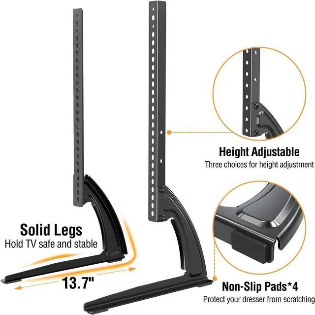 Alt view image 4 of 7 - ELIVED Universal Table Top TV Stand for Most 27 to 55 inch LCD LED Plasma Flat Screen TVs, TV Base Height Adjustable Leg Stand Holds up to 88 lbs, VESA up to 800x400mm, YD1014