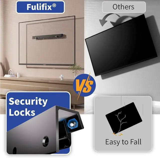 Alt view image 6 of 7 - Fulifix Studless Low Profile TV Mount, Drywall Wall Mount TV Bracket for 22-55 Inch TVs up to 100 lbs, Max VESA 400x400mm Easy Install No Drill, No Stud TVs Wall Mounts Include All Hardware