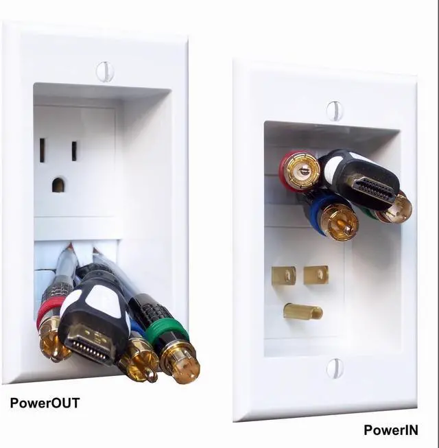 Alt view image 3 of 7 - ONE-CK Single Outlet TV Cord Hider for Wall Mounted TVs - Recessed In-Wall Cable hider System for Power & Low Voltage - Matches Existing Outlets - Hide Wires With this Easy DIY Install Kit