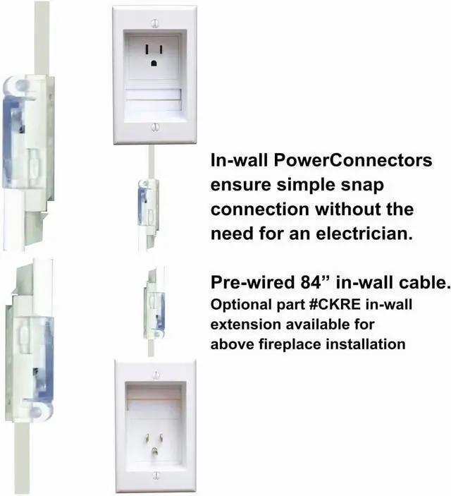 Alt view image 2 of 7 - ONE-CK Single Outlet TV Cord Hider for Wall Mounted TVs - Recessed In-Wall Cable hider System for Power & Low Voltage - Matches Existing Outlets - Hide Wires With this Easy DIY Install Kit