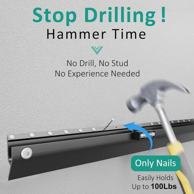 Alt view image 7 of 7 - Studless TV Wall Mount for 22-55 Inch TVs, Slim No Stud TV Mount, Drywall TVs Bracket, Holds Up to 100 lbs, Max VESA 400x400mm - No Drill Easy Installation with Bubble Level