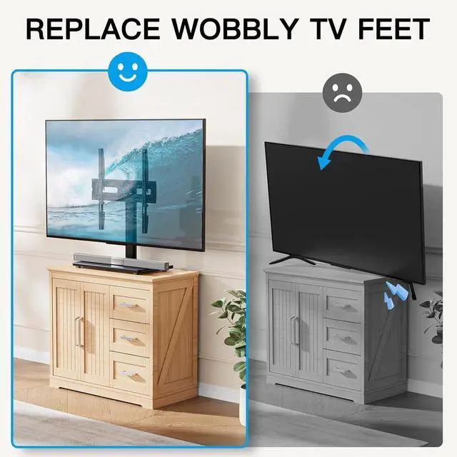 Alt view image 6 of 7 - PERLESMITH Universal Swivel TV Stand-Table Top TV Stand for 32-65 inch TV-Height Adjustable TV Base with Heavy-Duty Tempered Glass Base, VESA 400x400mm up to 88lbs, PSTVS17