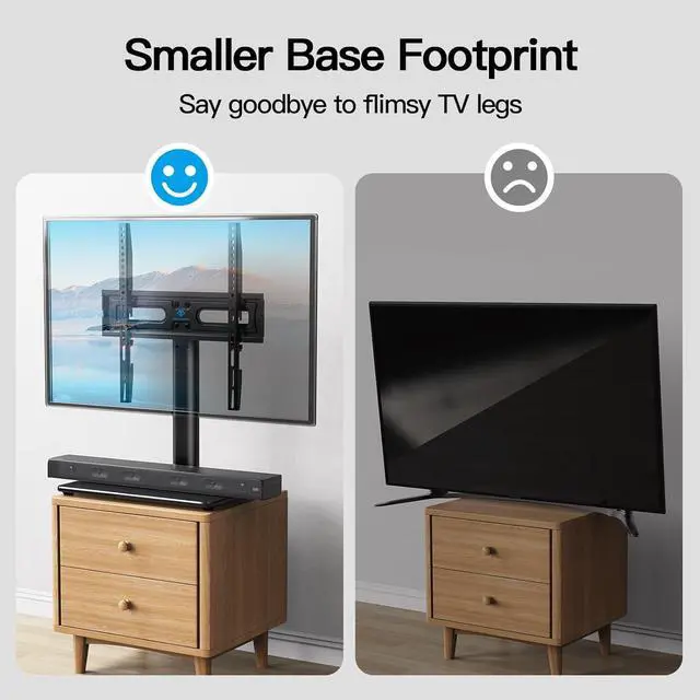 Alt view image 5 of 7 - PERLESMITH Universal TV Stand Table Top TV Base for 32 to 60,65 inch LCD LED OLED 4K Flat Screen TVs-Height Adjustable TV Mount Stand with Tempered Glass Base,VESA 400x400mm,Holds up to 88lbs,PSTVS15