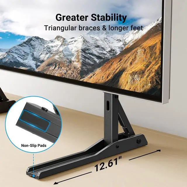 Alt view image 5 of 7 - Universal TV Stand Mount for 22-70 Inch TVs Height Adjustable Table Top TV Stand Great Load-Bearing Replacement TV Legs with Tempered Glass Holds up to 110lbs Max VESA 800 x 600mm