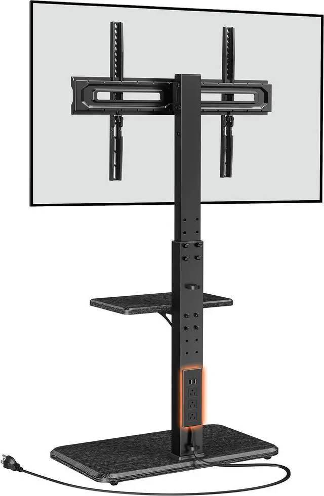 Main image of Perlegear Floor TV Stand with Power Outlet, Universal TV Stand for 32-75 inch TVs up to 110 lbs, Height Adjustable Standing TV Mount, Tall TV Mount with Wood Base, Max VESA 600x400mm, PGFS06