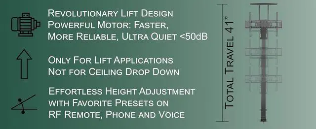 Alt view image 7 of 7 - ynVISION.DESIGN Motorized TV Lift Mount for 37"-77" TV's | Vertical Lift Motor TV Stand with RF Remote and Smart Phone Control via WiFi