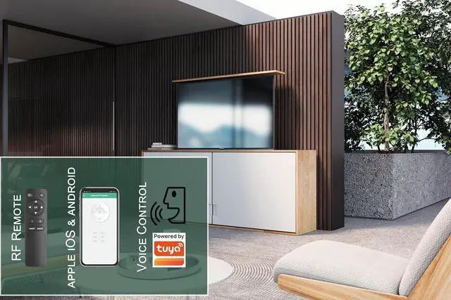 Alt view image 2 of 7 - ynVISION.DESIGN Motorized TV Lift Mount for 37"-77" TV's | Vertical Lift Motor TV Stand with RF Remote and Smart Phone Control via WiFi