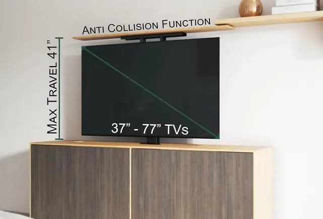 Alt view image 3 of 7 - ynVISION.DESIGN Motorized TV Lift Mount for 37"-77" TV's | Vertical Lift Motor TV Stand with RF Remote and Smart Phone Control via WiFi