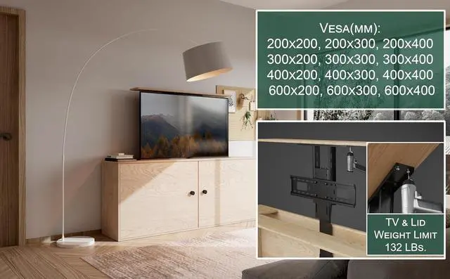 Alt view image 4 of 7 - ynVISION.DESIGN Motorized TV Lift Mount for 37"-77" TV's | Vertical Lift Motor TV Stand with RF Remote and Smart Phone Control via WiFi