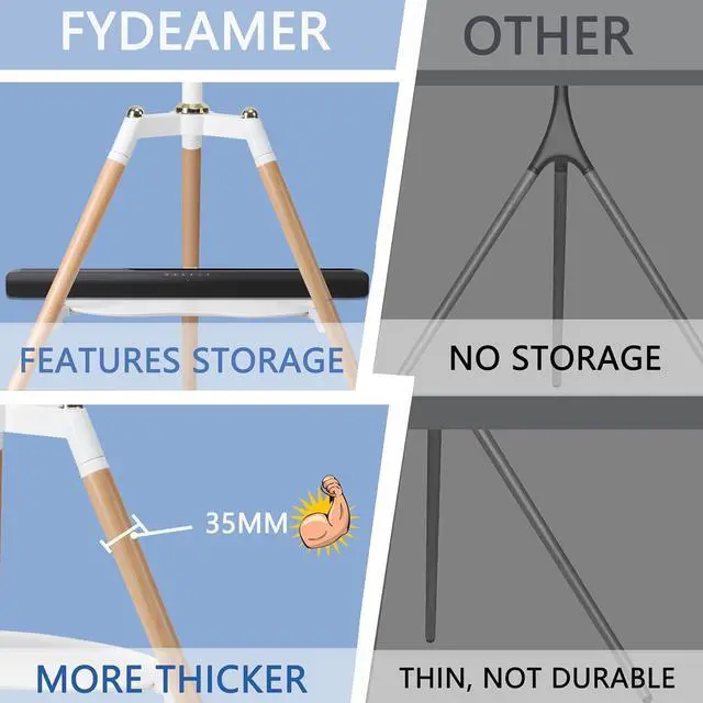 Alt view image 4 of 7 - Universal Tripod Easel TV Stand for 32-65 inch LED LCD Screen Flat Curved Screen, Height Adjustable Studio TV Display Stand with 140° Swivel for Bedroom, Living Room, Corner TV Stand (White)