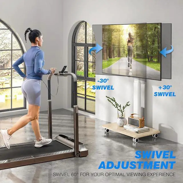 Alt view image 5 of 7 - Rfiver Sleek Rolling TV Stand with Power Outlet for Home Decor, Height Adjustable Portable TV Stand on Wheels for 32-70 Inch TVs, Strong Tall Mobile TV Cart with Mount Up to 88 lbs, White