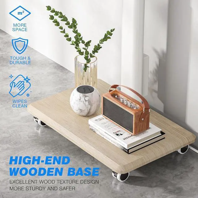 Alt view image 7 of 7 - Rfiver Sleek Rolling TV Stand with Power Outlet for Home Decor, Height Adjustable Portable TV Stand on Wheels for 32-70 Inch TVs, Strong Tall Mobile TV Cart with Mount Up to 88 lbs, White
