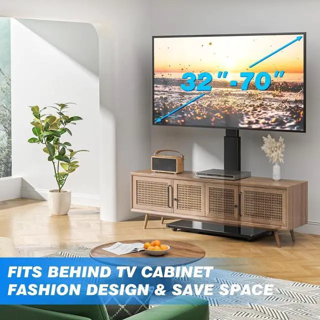 Alt view image 5 of 7 - Floor TV Stand with Swivel Mount for 32-70 Inch LCD LED Flat Screens Curved TVs up to 110 lbs, Height Adjustable TV Stand with Cable Management, Space Saving Tall TV Stand in Black, VESA 400x400 mm